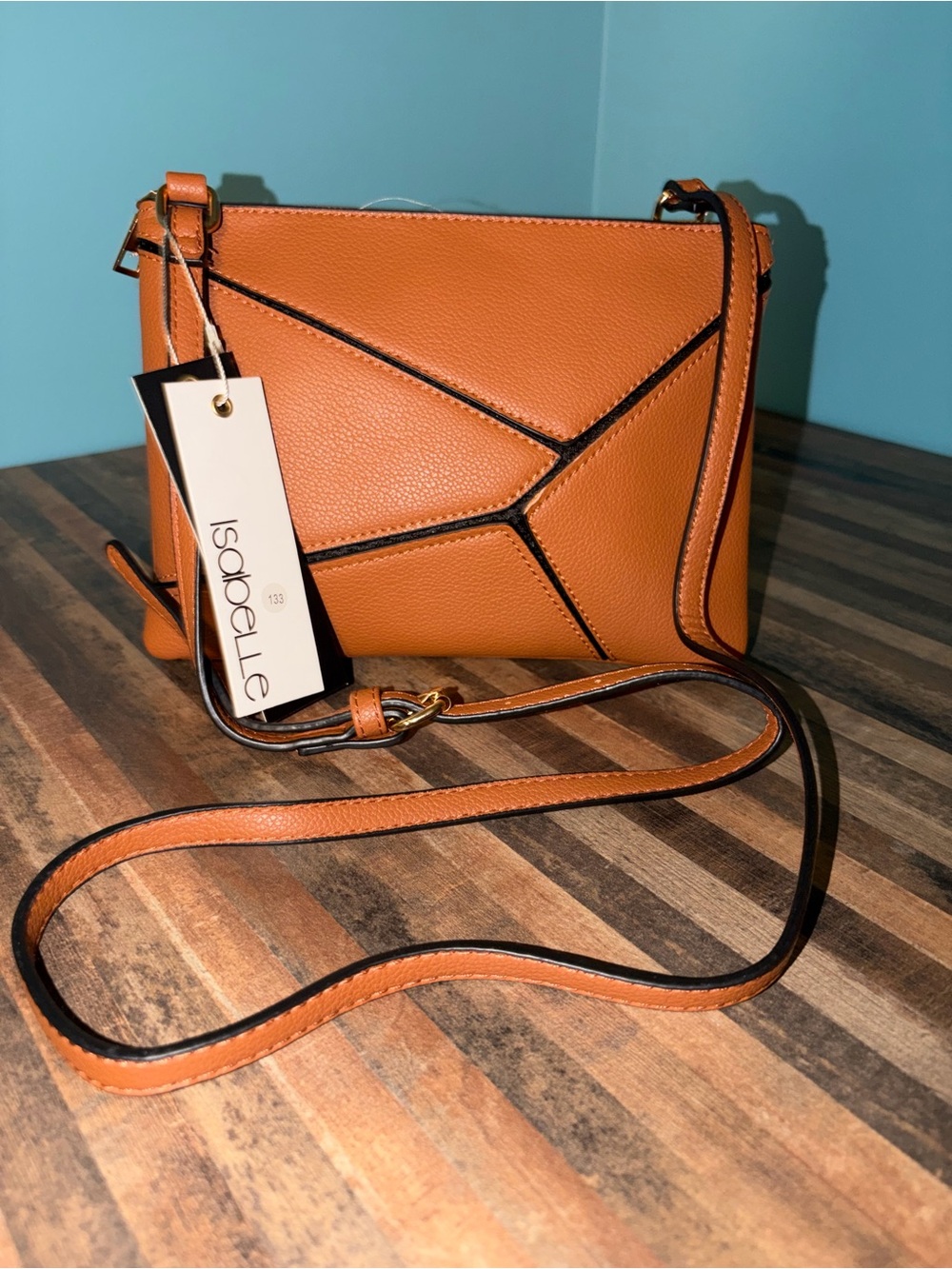 Isabelle Carmel Brown Geometric Crossbody Bag - Shoulder Bag- NWT!